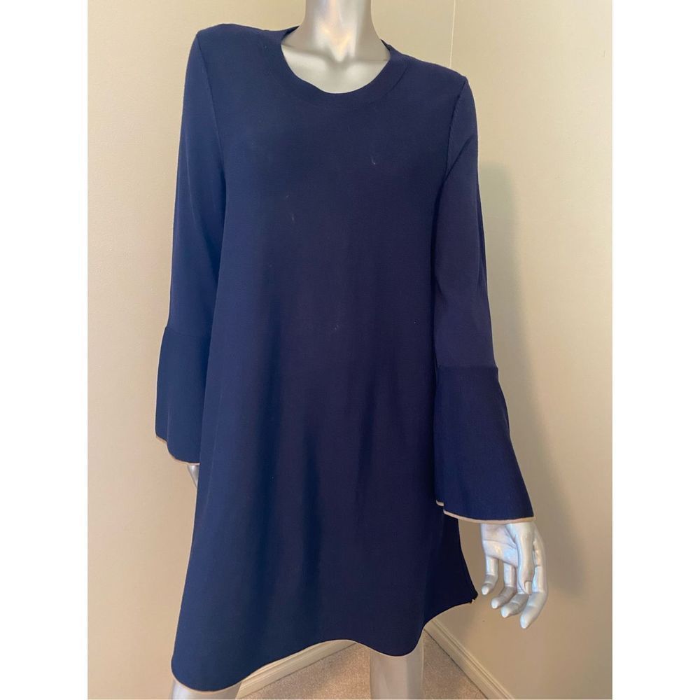 Size M blue knit sweater dress 100% fine wool Measurements added in description